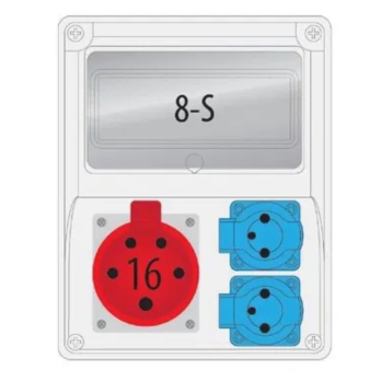 ROZDZIELNICA BUDOWLANA RB 8M gniazda 1x16A/5 2x250V IP44 R-BOX 240 B.1801 PAWBOL